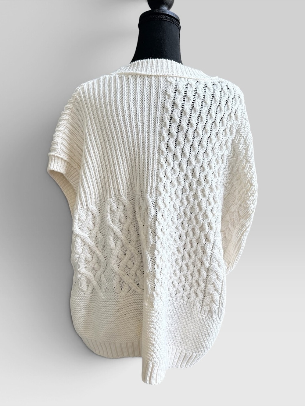 Madewell 3X White Cable Knit Poncho Sweater Oversized Pullover - Picture 6 of 7